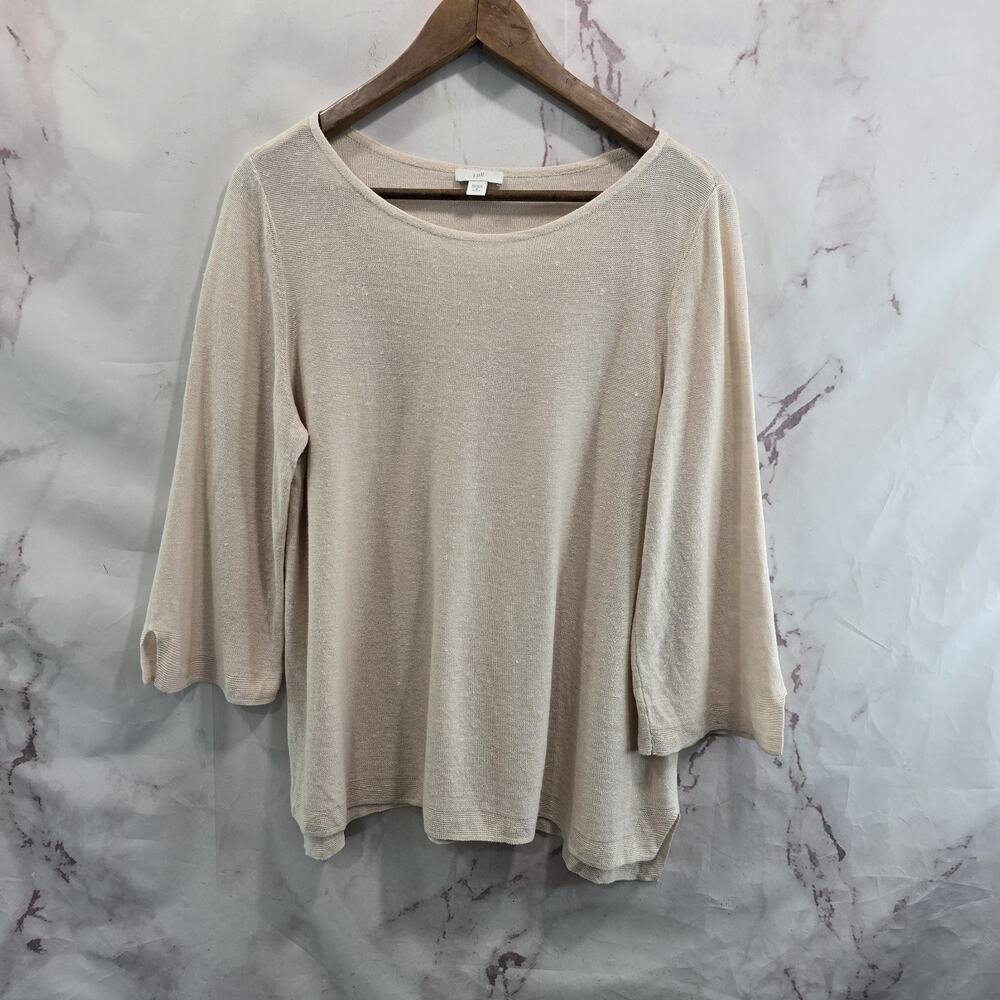 J Jill Sweater Womens Medium P Petite Linen Lightweight Summer Cover Up Cream